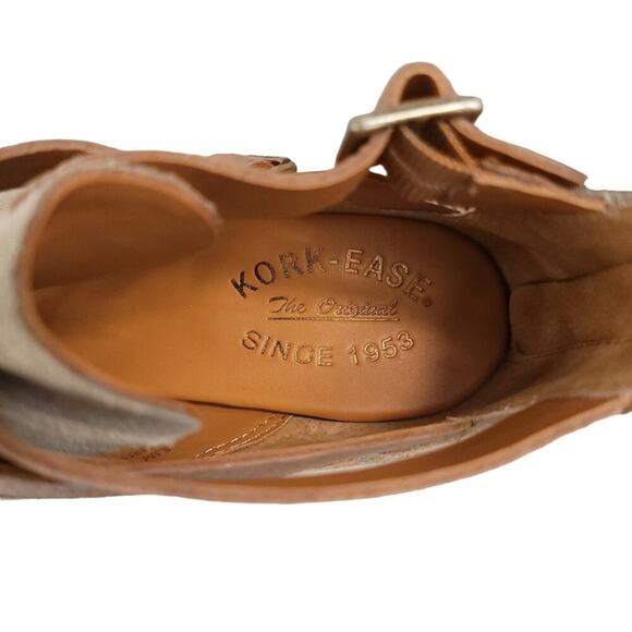 Kork-ease Stina Ankle Boots Strappy Leather Heeled Booties Neutral Cutout Fall - Picture 10 of 12